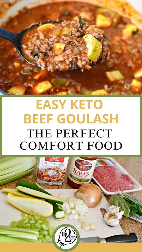 Craving Comfort Food? Make This Easy Keto Beef Goulash Low Carb Goulash With Zucchini, Keto Soup Ground Beef, Keto Goulash Recipes, Family Meals Ground Beef, Keto Goulash, Low Carb Goulash, Hip2keto Recipes, Keto Stew, Ground Beef Recipes Low Carb