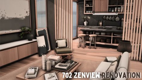 702 ZenView apartment renovation | Patreon Sims 4 Speed Build, Tranquil Bedroom, Jaipur Rugs, Floral Tiles, Apartment Renovation, Sims 4 Build, Colonial House, Boho Bedroom, The Sims 4