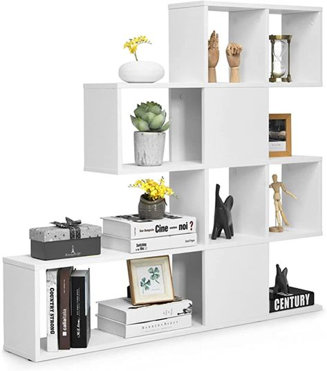 Tangkula 16 Shelves Bookshelf, Modern Ladder Corner Bookshelf, 9 Cubes Stepped Storage Bookcase, 5-Tier Display Shelf Storage Organizer for Home Office, 47 x 8 x 43 Inch, Room Divider Bookcase : Amazon.ca: Home Standing Bookshelf, Tiered Display Shelves, Bookshelf Modern, Room Divider Bookcase, Corner Bookshelf, Display Bookcase, Storage Bookcase, Living Room Divider, Corner Bookshelves