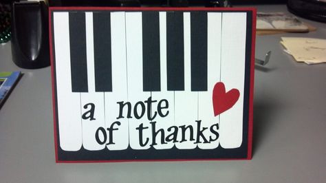 Piano card for a friend's daughter's piano teacher Piano Teacher Thank You Card, Piano Teacher Gift Ideas, Music Teacher Appreciation Gifts, Music Teacher Appreciation, Piano Card, Piano Teacher Gift, Teacher Presents, Musical Cards, Sheet Music Crafts