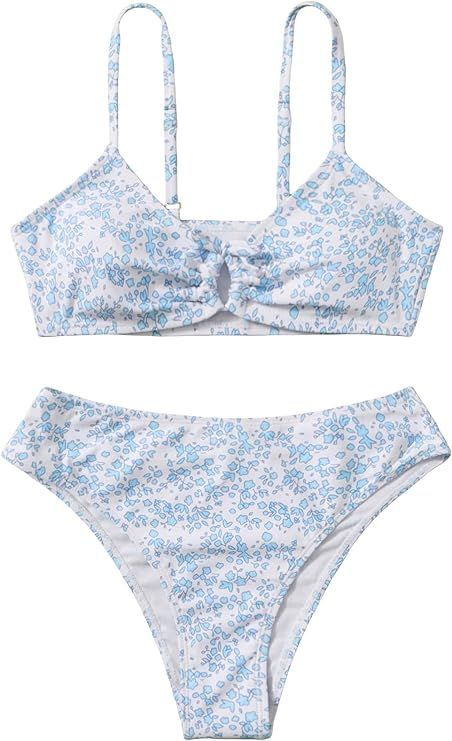 Elevate your swimwear with GORGLITTER's Floral Bikini Set, combining style and comfort. Ideal for swimming, beachwear, and tropical vacations. Check the size chart for the perfect fit!  - Care Instructions: Machine Wash, Do Not Dry Clean, Use Soft Detergent Design: - Adjustable spaghetti straps - Ring-linked, removable padding - Wireless bra - Ruched bikini top - Natural bottoms - Floral print - 2-piece set Camp List, Swimming Spa, Mermaid Swimwear, Beachy Room, Summer 25, High Waisted Bathing Suits, Baby Swimwear, Cute Bathing Suits