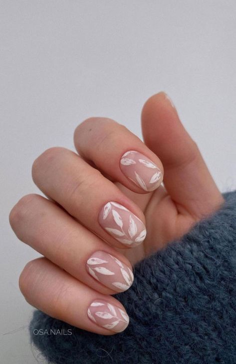 37 Cute Spring Nail Art Designs : White Leave Matte Nail Design Nail Art Designs White, Spring Nail Art Designs, Flamingo Nails, Rose Nail Art, Matte Nail, Fantasy Nails, Moon Nails, Cute Spring Nails, Nail Art Jewelry