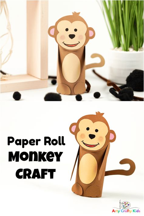 Monkey Template, Monkey Craft, Diy Box Crafts, Diy Crafts For School, Monkey Crafts, Craft Table Diy, Animal Jungle, Paper Quilt, Monkey Art