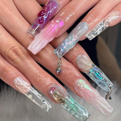 Coffin Mermaid Nails, Mermaid Acrylic Nails Coffin, Square Mermaid Nails, Underwater Nails, Lexi Nails, Glamour Nails, Mermaid Nails, Shiny Nails, Pretty Gel Nails