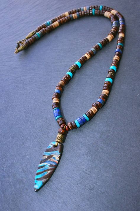 Bohemian Man, Jewellery 2023, Mens Necklaces, Mens Leather Necklace, Mens Beaded Necklaces, Beautiful Beaded Necklaces, Leather Jewels, Mens Necklace Pendant, Western Necklaces