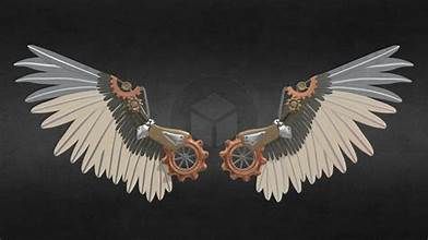 Robot Wings Concept Art, Mechanical Wings Concept Art, Cyberpunk Wings, Tech Wings, Mecha Wings, Robot Wings, Character Wings, Mechanical Angel, Mechanical Wings