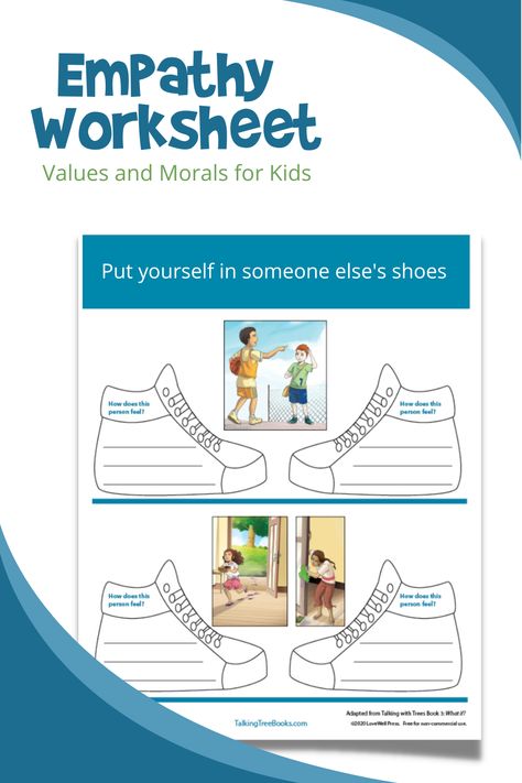 Empathy Worksheet — Teach Morals and Values to Kids Values Inculcation Activities, Empathy Worksheet, Transpersonal Approach, Values Activity, Values Clarification, Morals And Values, Sunday School Printables, Instructional Materials, Kids Worksheet