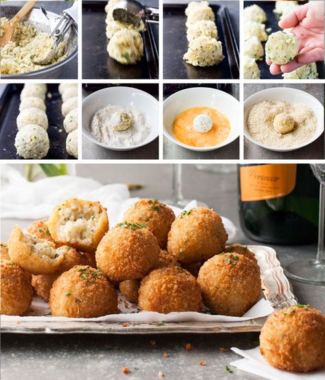 Cheesy-Italian-Arancini-Balls_Steps Italian Arancini, Risotto Balls, Arancini Recipe, Recipetin Eats, Italian Appetizers, Rice Balls, Italian Dishes, Bite Size, Finger Food