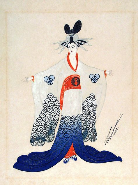 Costume Sketch for Ganna Walska as Cio-Cio-San in 'Madame Butterfly' | LACMA Collections Madame Butterfly Opera, Ganna Walska, Erte Art, Romain De Tirtoff, Christian Marclay, Butterfly Mask, Madame Butterfly, Frank Stella, Chinese History