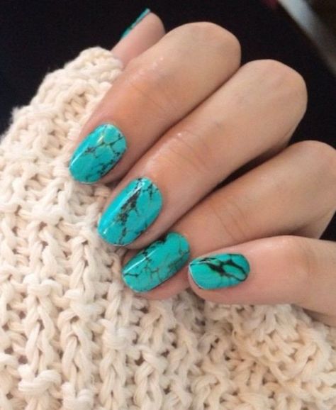 Photo: Pinterest Nail Art Turquoise, Stone Nails, Stone Nail Art, Green Nail Art, Turquoise Nails, Marble Nail Designs, Nagellack Trends, Marble Nail Art, Trendy Nail Art Designs