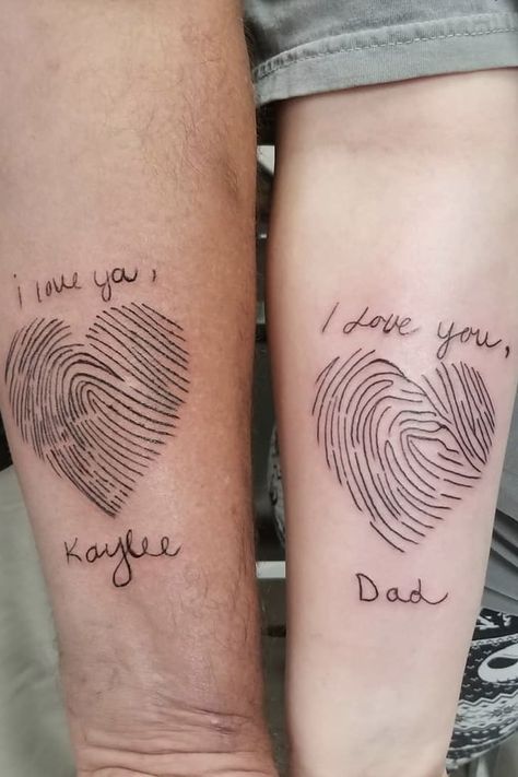 Thumbprint Tattoo, Dad Daughter Tattoo, Fingerprint Tattoos, Small Wave Tattoo, Father Daughter Tattoos, Mom Daughter Tattoos, Father Tattoos, Tattoo For Son