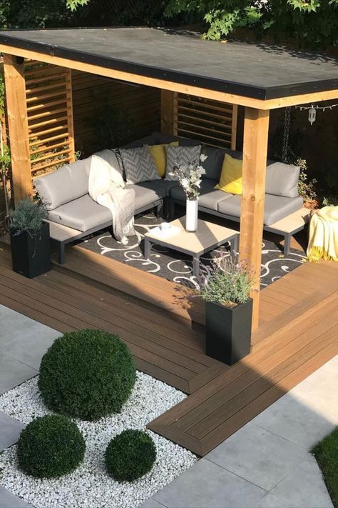 Modern Patio Design, Wooden Gazebo, Back Garden Design, Backyard Seating, Backyard Pavilion, Outdoor Living Design, Backyard Remodel, Patio Garden Design, Outdoor Gardens Design