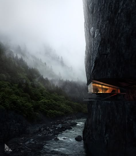 Architecture Cool, Cliff House, House Architecture, House Architecture Design, Cabin In The Woods, House Goals, Places And Spaces, Casas De Ensueño, Design Case