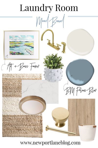 Coastal Style Laundry Room, Mood Board Laundry Room, Coastal Modern Laundry Room, Coastal Laundry Room Decor, Beachy Laundry Room Ideas, Modern Coastal Laundry Room, Mudroom Mood Board, Coastal Farmhouse Laundry Room, Beachy Laundry Room