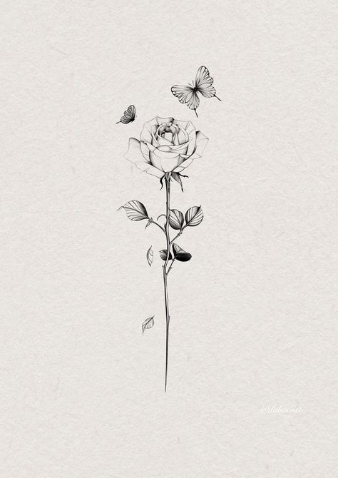 Flower With Butterflies Tattoo, Spine Tattoos For Women Rose, Tattoos Of Words, Tattoo Idea Quote, Rose Spine Tattoos For Women, Quote Spine Tattoo, Pretty Tattoos With Meaning, Fineline Rose Tattoo, Tattoo Quote Ideas