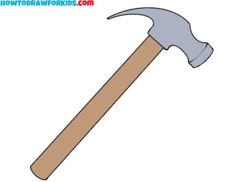 simple hammer drawing for kids How To Draw A Hammer Step By Step, Hammer Drawing Easy, Cartoon Hammer, Hammer Drawing, Stick Figure Animation, Ancient Tools, Farm Tools, Drawing Guide, Coloring Supplies