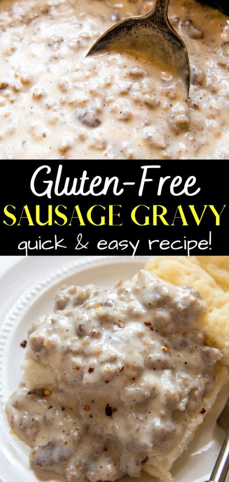 Gluten Free Sausage Gravy, Biscuits And Gravy Recipe, Gluten Free Sausage, Gluten Free Gravy, Sausage Gravy Recipe, Gf Breakfast, Silent Killer, Gluten Free Biscuits, Homemade Gluten Free