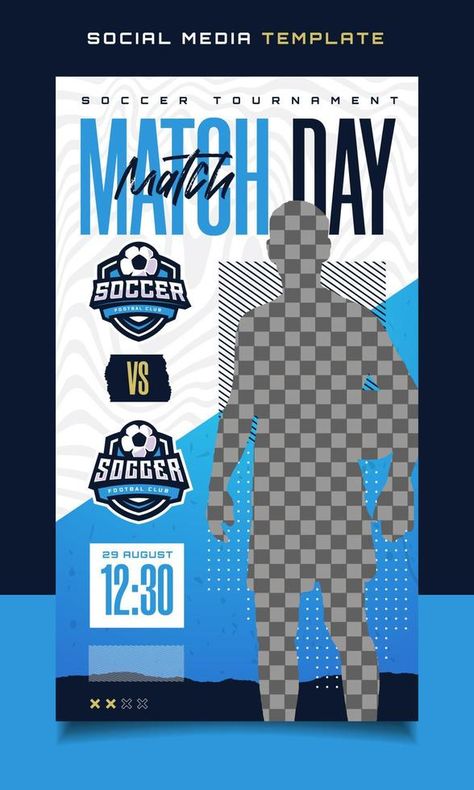 Soccer sports tournament banner flyer for social media post or story Next Match Football Design, Soccer Design Graphics, Match Day Football Design, Soccer Social Media, Soccer Graphic Design, Soccer Banner Ideas, Match Day Poster, Sports Banners, Sports Banner