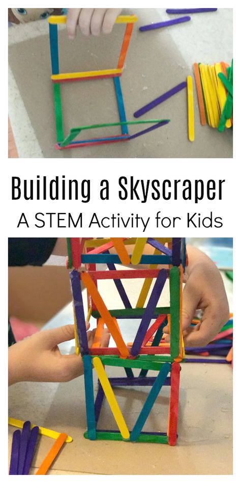 National Skyscraper Day is September 3rd, the birthday of Louis Henry Sullivan, the “father of skyscrapers.”  To celebrate, we decided to explore all there is to know about skyscrapers, including building one of our own! This activity turns out to be more than just a creative building exercise. It involves teamwork, problem-solving, and some math … September Kids Crafts, Stem Activities Preschool, Kids Building, School Age Activities, Stem Elementary, Preschool Stem, Construction Activities, Stem Crafts, Stem Activity