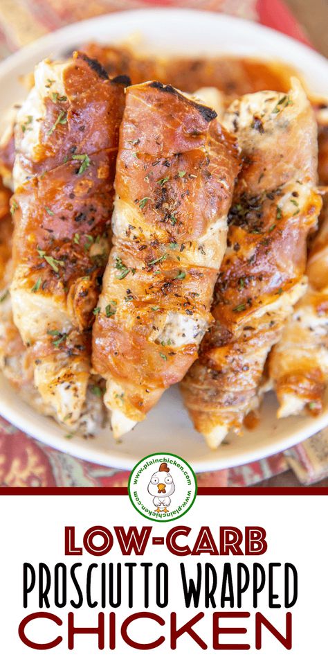 Chicken Italian Seasoning, Chicken Prosciutto, Prosciutto Wrapped Chicken, Chicken Italian, Carb Friendly Recipes, Prosciutto Wrapped, Low Carb Low Fat Recipes, Low Carb Veggies, Wrapped Chicken