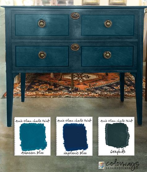 Annie Sloan Tried & True | Colorways with Leslie Stocker | Bloglovin’ Annie Sloan Chalk Paint Aubusson Blue, Annie Sloan Painted Furniture, Blue Dresser, Chalk Paint Colors, Annie Sloan Paints, Blue Furniture, Furniture Rehab, Chalk Paint Furniture, Annie Sloan Chalk Paint