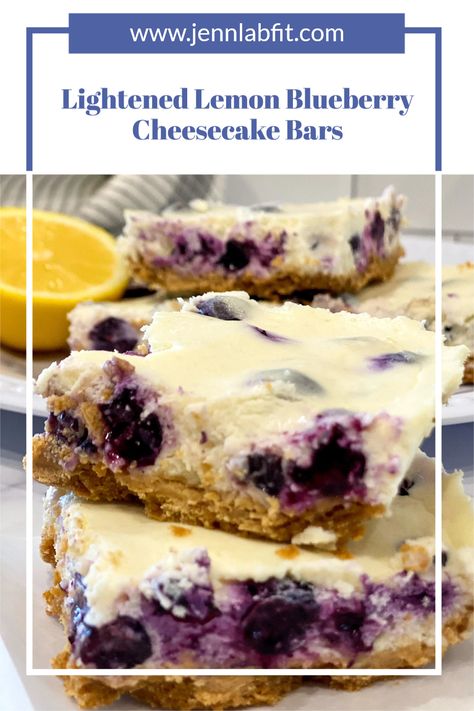 I think it’s clear by now that when it comes to my recipes you can count on three things: easy to make, tastes great, and a lightened version. I am not disappointing with these Lightened Lemon Blueberry Cheesecake Bars! I’ve swapped the butter/cream for my favorite, protein-rich Stonyfield Organic Greek Yogurt and WOWZA it’s amazing! #recipes | cheesecake bar recipes easy | healthy cheesecake bars greek yogurt | healthy blueberry cheesecake bars | healthy dessert ideas easy | healthy recipes Bar Recipes Easy, Healthy Blueberry Cheesecake, Lemon Blueberry Cheesecake Bars, Healthier Desserts Clean Eating, Dessert Ideas Easy, Healthy Dessert Ideas, Protein Sweets, Greek Yogurt Cheesecake, Recipes Cheesecake