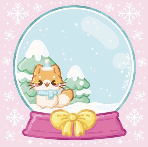 Globe Drawing, Winter Snow Globe, Milk Bread, Snow Much Fun, Blue Anime, Christmas Coasters, Cute Kawaii Drawings, Anime Animals, Favorites List