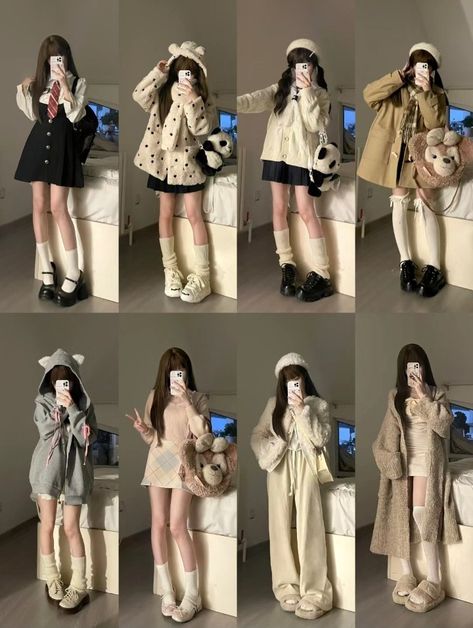 Winter Outfits Douyin, Ulzzang Dress Formal, Denim Outfit Winter, Ulzzang Dress, Winter Wonderland Outfit, Wonderland Outfit, Winter Outfits Aesthetic, Warm Clothes, Asian Outfits