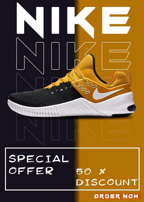 Hello everyone this poster made possible in photoshop cc Nike Sale Poster, Sneaker Advertising, Product Sale Poster Design, Advertisement Poster Product, Advertising Poster Ideas, Shoes Poster Design Ideas, Sneakers Advertising, Shoe Poster Design, Shoes Banner Design