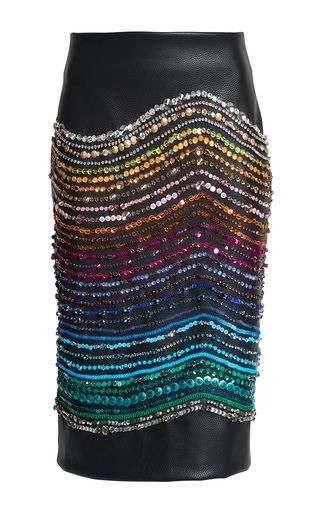 This **Romance Was Born** Crystal Magnetic Rays Skirt features a high waisted silhouette and ombre sequin embellishment. Beaded Skirt, Embellished Skirt, Sequin Embellishment, Chic Skirts, Stylish Skirts, Fashionista Clothes, Cute Skirts, Skirt Design, Fashion Details