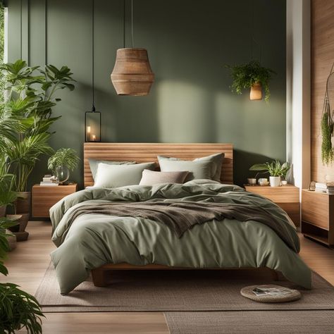 Eco-Friendly Bedding Materials - Biophilic Design Eco Bedroom, Eco Friendly Bedroom, Eco Friendly Bedding, Peaceful Bedroom, Sage Green Bedroom, Biophilic Design, Bedroom Setup, Sustainable Furniture, Bedroom Refresh