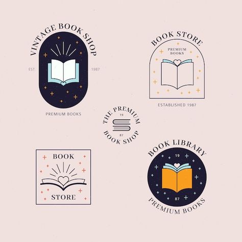 Bookshop Logo, Logos Bookstore, Book Club Logo, Bookstore Logo, Library Logo, Library Project, Logo Generator, Beautiful Logos Design, Vintage Logos