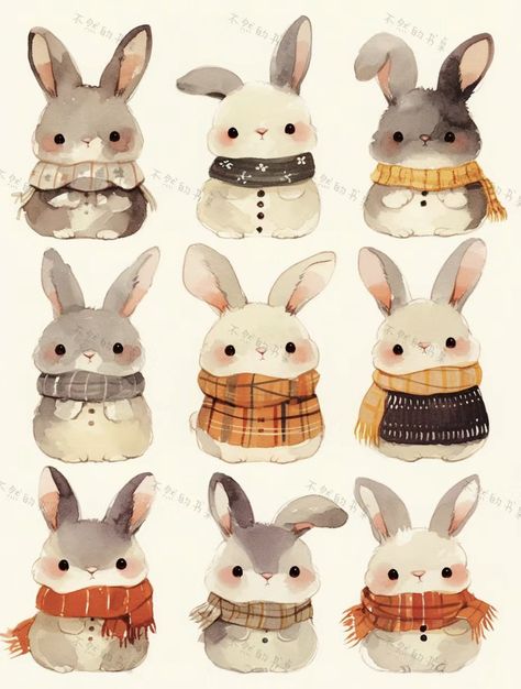 Year Of The Rabbit Illustration, Rabbit Illustration Cute, Skulls Animal, Cartoon Bunnies, Cute Bunny Illustration, Autumn Bunny, Maus Illustration, Glass Cloches, Bunny Character