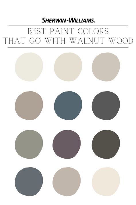 10 BEST Sherwin Williams Paint Colors That Go With Walnut Wood - NISH Bathroom Paint Colors With Wood Cabinets, Paint Color To Go With Dark Wood, Walnut Floors Living Room Paint Colors, Paint Colors That Go With Dark Wood Floors, Paint Colors That Go With Dark Walnut Stain, Paint Colors To Compliment Dark Wood, Blue Brown Paint Colors, Walnut Furniture Color Palette, Sherwin Williams Paint Colors With Dark Wood Trim