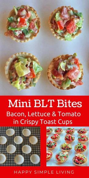 Mini BLT Cups - An Easy Appetizer Recipe - Happy Simple Living Mini Sandwiches For Parties Cold, Mini Blt Bites, Blt Bites Appetizers, Blt Cups, Toddler Dinners, Mini Blt, Potato Poppers, Blt Bites, Snacks Homemade