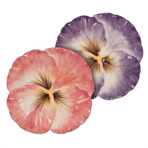 Fitz and Floyd Halcyon Pansy Snack Plates, Set Of 2 ($19) ❤ liked on Polyvore featuring home, kitchen & dining and serveware Pink Plate, Purple Plates, Pink Plates, Snack Plates, Appetizer Plates Set, Slab Pottery, Clay Wall, Holiday Centerpieces, Snack Plate