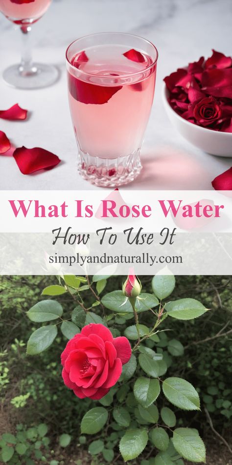 What Is Rose Water And How To Use It - Simply and Naturally What To Do With Rose Water, Rose Water Uses, Rose Water Diy Recipes, Rose Petal Recipes, Rose Oil For Skin, Homeopathic Recipes, Rose Water Benefits, Homemade Rose Water, Rose Water Diy