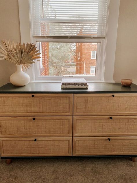 #diyproject #hacks #diy #ikeahacks Cane Dresser Bedroom, Gursken Chest Of Drawers Hack, Ikea Malm Hack Dresser, Ikea Tarva Dresser Makeover, Ikea Malm Makeover, Ikea 3 Drawer Dresser, Tarva Ikea Hack, Ikea Hack Dresser, Tarva Dresser Makeover