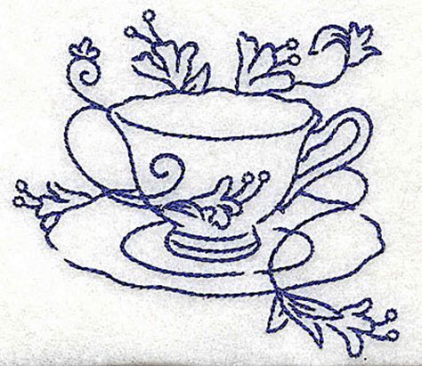 teacup with flower Redwork Patterns, Redwork Embroidery, Pola Sulam, Embroidery Patterns Vintage, 자수 디자인, Silk Ribbon Embroidery, Embroidery Library, Vintage Embroidery, Hand Embroidery Patterns