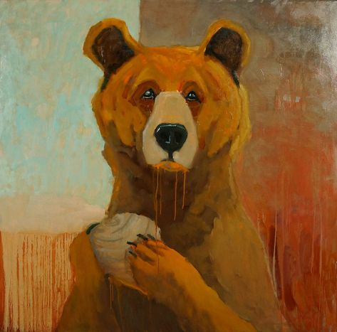 Jeff Weir   -   Honey I'm Home, 2018 Art Tablet, Bear Paintings, Bear Drawing, Wildlife Paintings, Fine Craft, Bear Art, Kids Room Art, Western Art, Contemporary Artwork