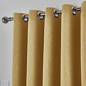 Vermont Mustard Eyelet Curtains | Dunelm Curtains Dunelm, Ochre Yellow, Eyelet Curtains, Types Of Curtains, Curtain Sizes, Kitchen Utilities, Pleated Curtains, Lined Curtains, Bed Curtains