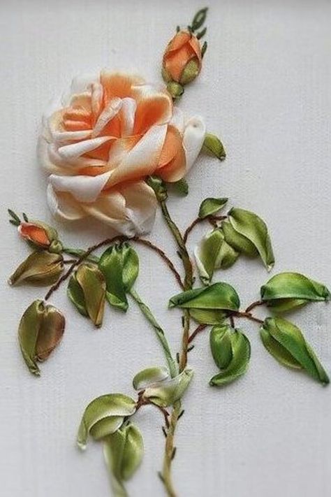 Vintag card embroidery ribbons.Home burnt orang decor | Etsy Silk Ribbon Embroidery Tutorial, Silk Ribbon Embroidery Patterns, Ribbon Embroidery Kit, Ribbon Embroidery Tutorial, Ribbon Art, Embroidery Supplies, Ribbon Work, Silk Ribbon Embroidery, Design Guide