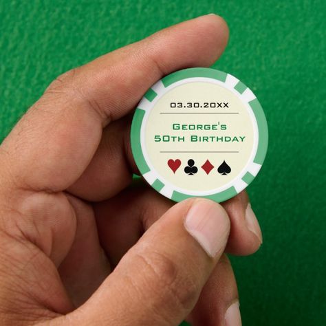 Green Black Las Vegas Casino Poker Chip Birthday - Sympathy Tokens gifts Pink Casino Theme Party, Vegas Party Favors, Vegas Birthday Party, Las Vegas Party Theme, Las Vegas Birthday, Casino Birthday Party, Vegas Theme Party, Casino Birthday, Vegas Birthday