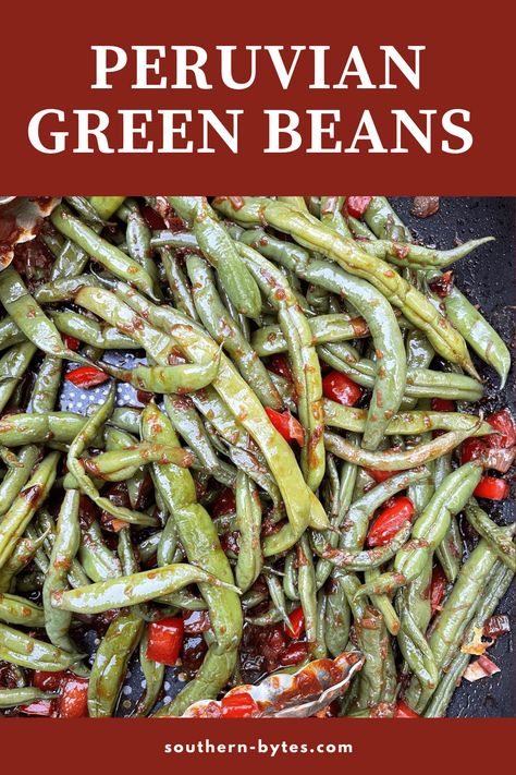 The Best Green Beans, Ginger Green Beans, Peruvian Dishes, Chicken Green Beans, Sauteed Green Beans, Peruvian Cuisine, Coconut Aminos, Red Bell Peppers, Dinner Side