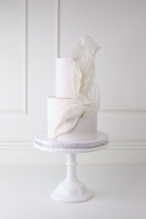 Rice Paper Sails, Sofia Cake, Candelabra Wedding Centerpieces, Contemporary Wedding Cakes, Candelabra Wedding, Ribbon Cake, Wafer Paper Cake, Modern Cakes, Classic Wedding Cake