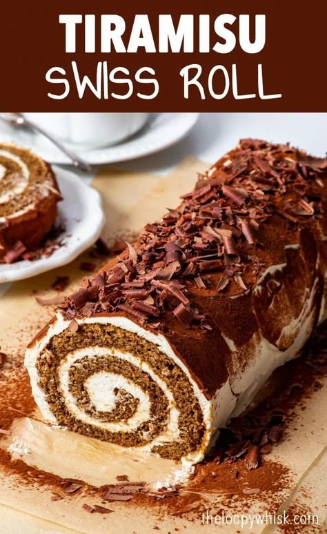 Tiramisu Swiss Roll, Gluten Free Tiramisu, Swiss Roll Cakes, Jelly Roll Cake, Italian Tiramisu, Chocolate Roll Cake, Chocolate Tiramisu, Swiss Roll Cake, Tiramisu Dessert