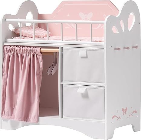 Amazon.com: ROBUD Baby Doll Crib, Wooden Doll Bed with Storage and Bedding, of Toy Baby Crib to Kids, Pink Baby Doll Beds Suit for Dolls Under 22 Inches : Toys & Games Pink Baby Crib, Doll Room Ideas, Wooden Doll Bed, Baby Doll Crib, Baby Doll Bed, Doll Crib, Bed With Storage, Doll Beds, Doll Bed