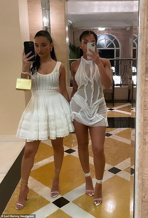 Lori Harvey Outfits Dresses, Outfits No Heels, Classy Dinner Outfits, White Heels Outfit, Harvey Outfits, Friend Vibes, Classy Dinner, Date Night Outfit Ideas, Night Outfit Ideas