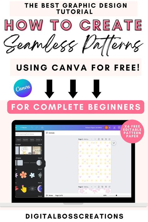 How To Create In Canva, How To Make Seamless Pattern, How To Design Stickers In Canva, How To Create Sublimation Designs, Sublimation Patterns, Computer Graphic Design, Canva Tutorials, Canva Tutorials Ideas, Canva Graphic Design