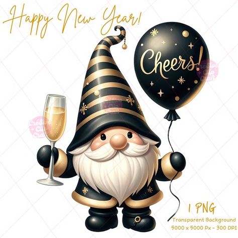 New Years Gnomes, Happy New Years Eve Images, Happy New Year Gnomes, New Year Gnome, Chinese New Year Kids, Halloween Clipart Free, New Years Eve Images, Fireworks Clipart, Fun Clipart